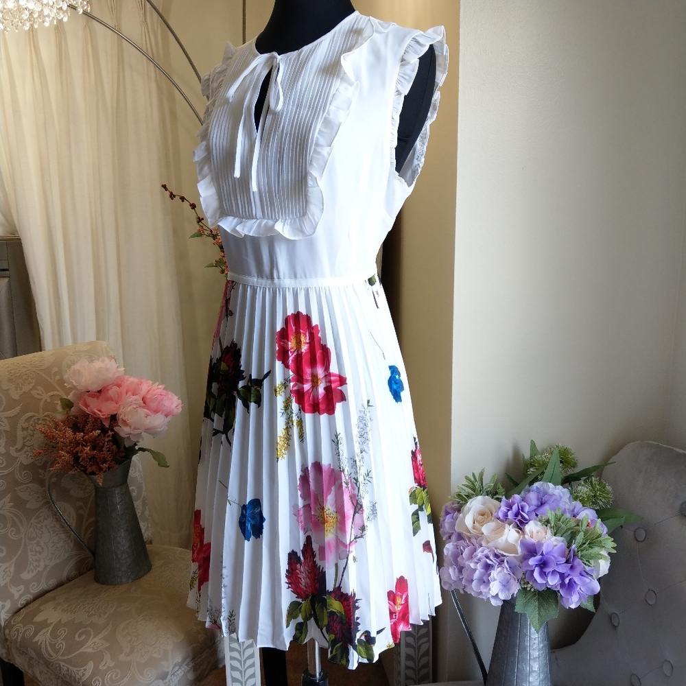 🔥HP🔥NWT TED BAKER PLEATED BIB SKIRT DRESS - Picture 6 of 11